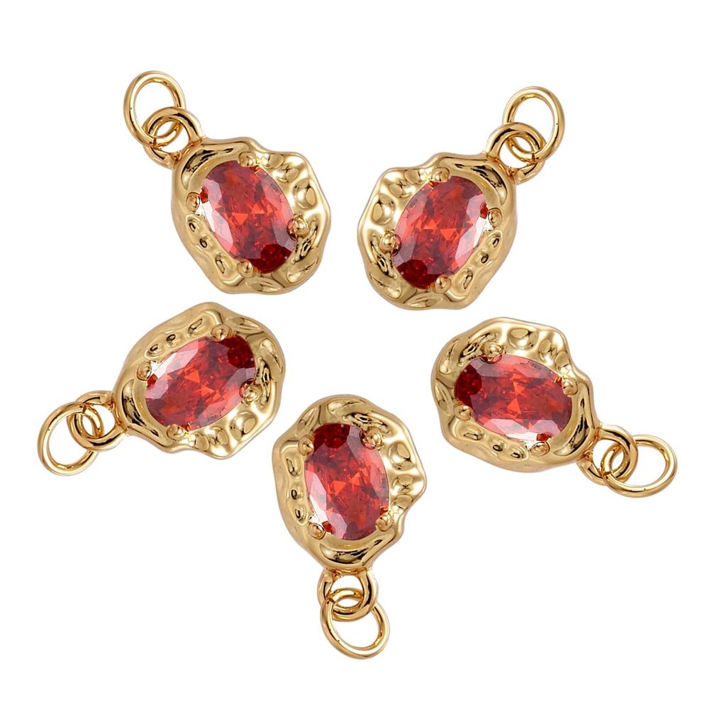 9255 10 Pcs Oval Cubic Zirconia Charms Long-Lasting Plated Pendant Brass CZ